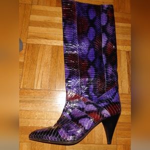 Vintage J.Renee 100% Reptile snakeskin python Boots purple sz 10B